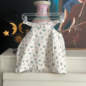 NWT WE WORE WHAT Cream Floral Cut Out Mini Skirt Denim Ivory Watercolor Ditsy M